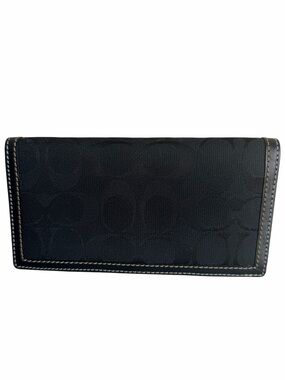 COACH Y2K 2000’S Black Classic Leather Canvas Cheque Book Cover Holder Like New